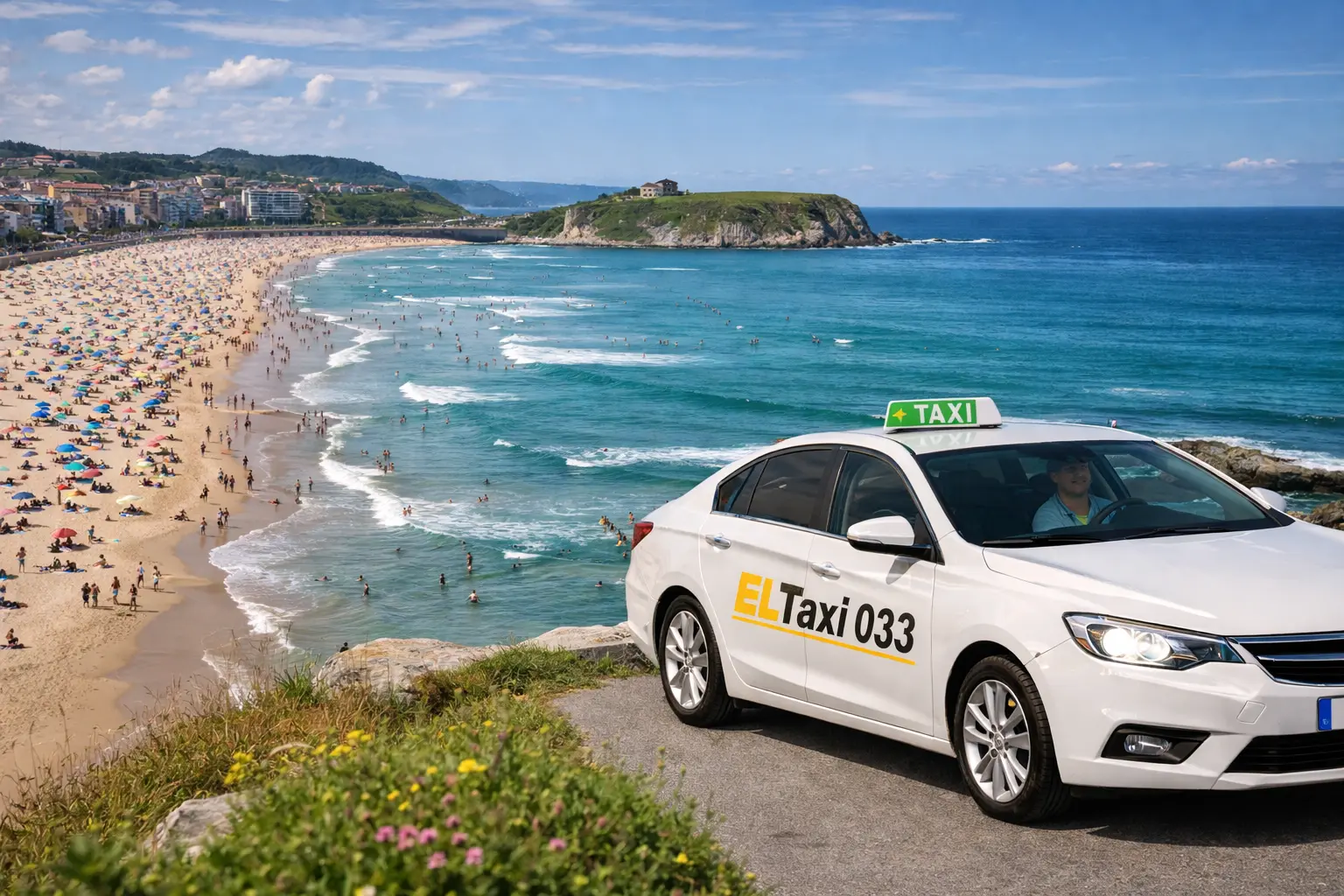 Taxi con vista a las playas