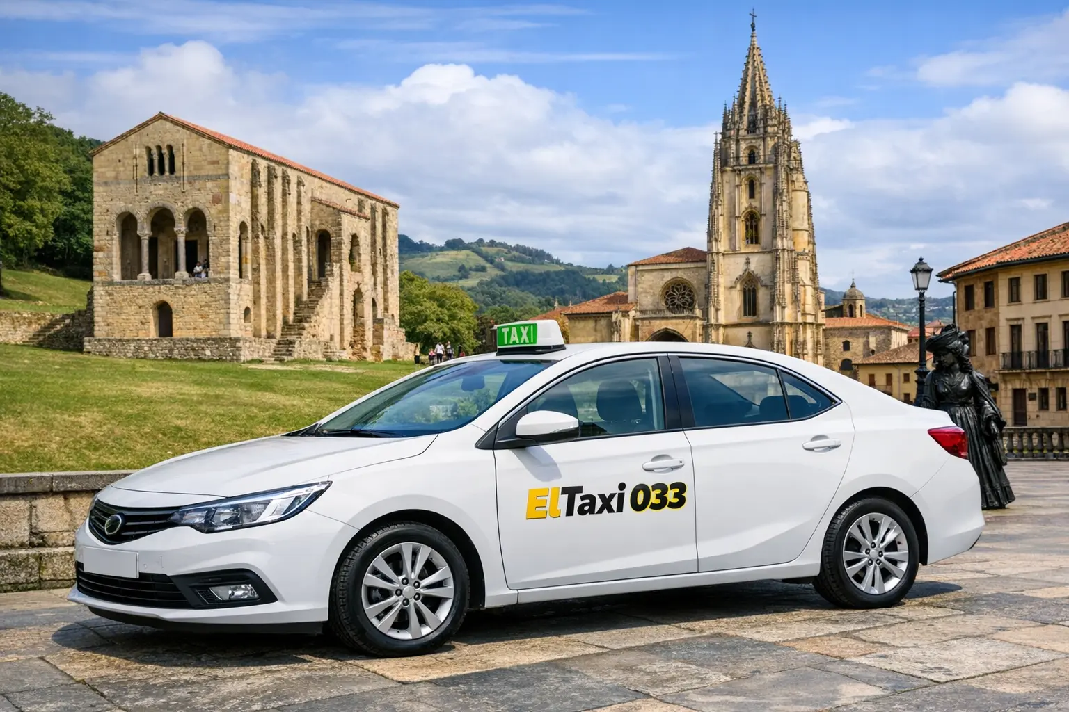 Taxi en Oviedo con iglesias históricas