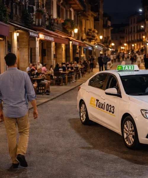 Noche en Avilés parejas y taxi
