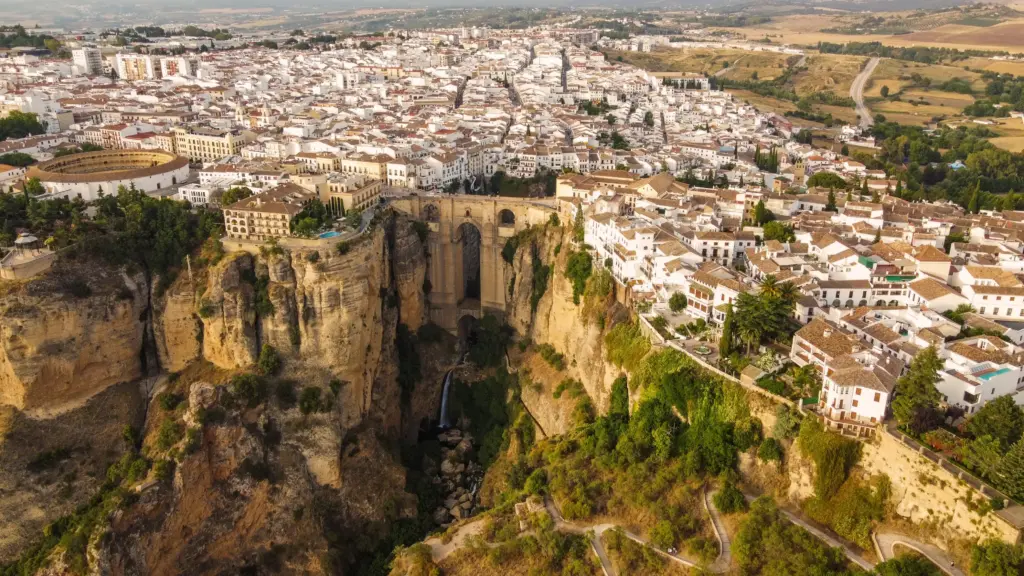 aerial shot ronda city spain