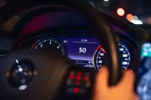 speed indication womens hands steering wheel car night