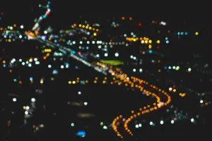 out focus bokeh city