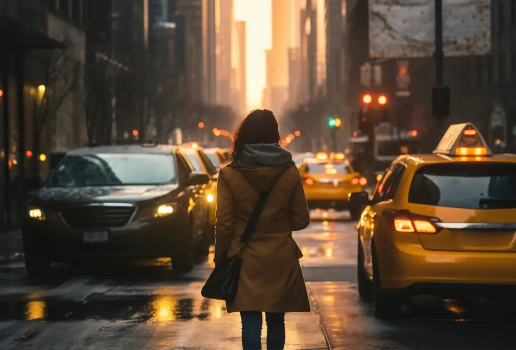 estilo de vida de la ciudad de la mujer de tiro medio ()