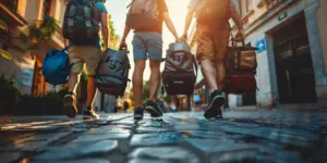 tourist carrying baggage