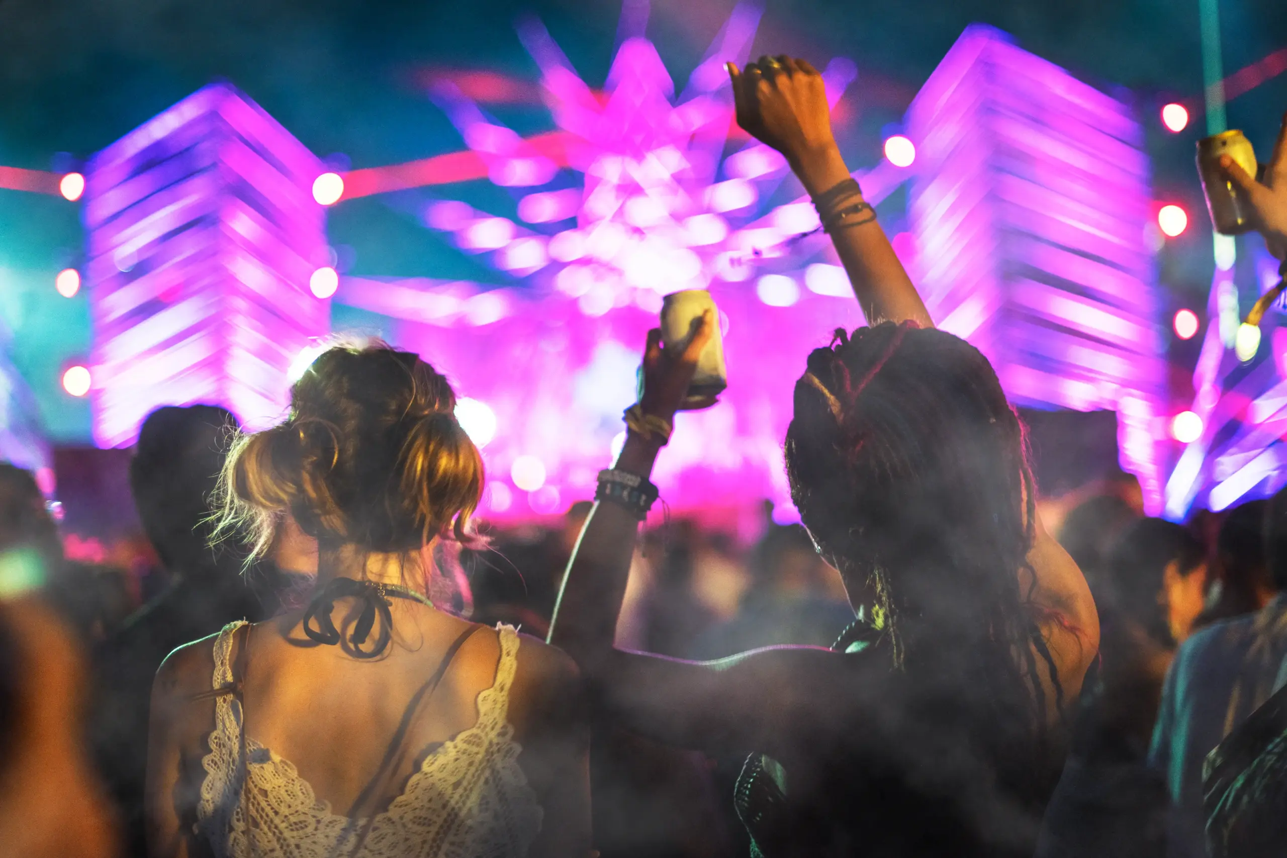 people concert with smoke overlay texture